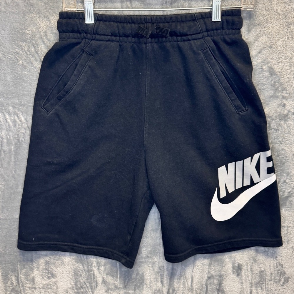2365 | Nike Sportswear Big Logo Fleece Athletic Shorts Black Youth XL